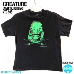 VTG 90s Creature from the black lagoon t-shirt XL black green Universal Monsters